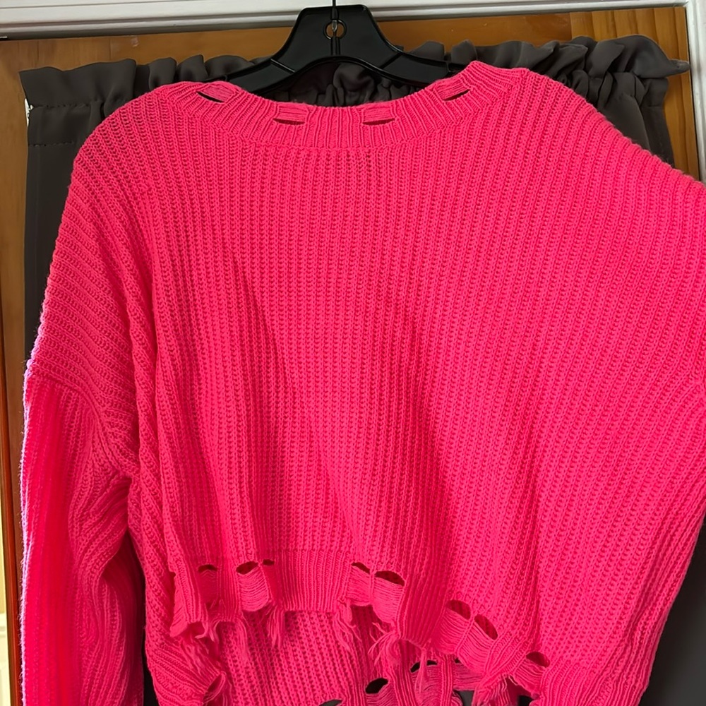 Neon Pink Crop Sweater